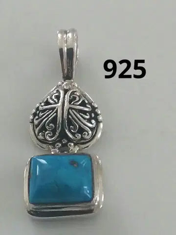 터콰이즈 실버 925 펜던트 탑 장식 빈티지