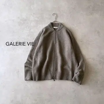 갤러리 바이 파인 울 집업 블루종 니트 자켓