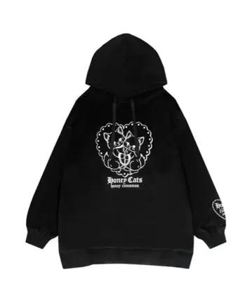 허니시나몬 Honey Cinnamon 고양이 cat 후드티 블랙