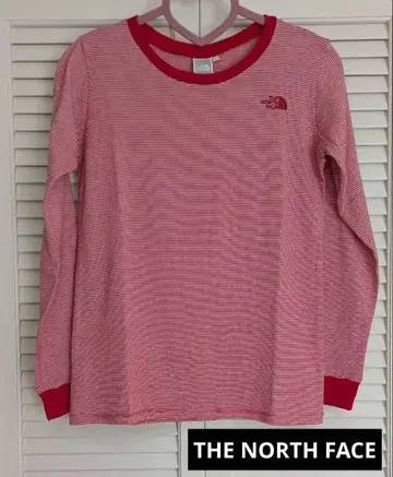 새상품급 THE NORTH FACE 긴팔 T셔츠 빨간색/화이트 스트라이프