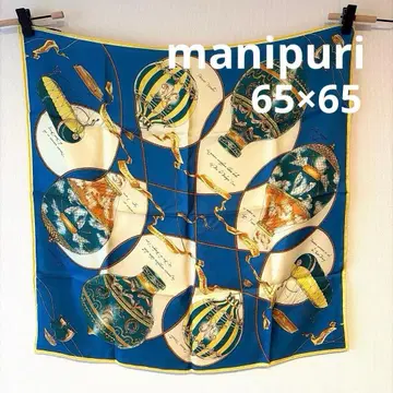 [manipuri] 실크 스카프 벌룬 히스토리 65 x 65cm 미사용품