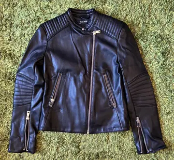 ZARA BASIC 블랙 가죽 라이더 자켓
