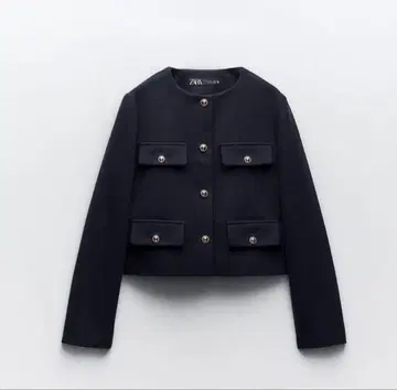 완판템 ZARA 자라 플랩 크롭 자켓 네이비