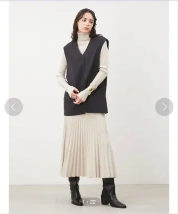 미라 오웬 베스트 풀오버 터틀 니트 스커트 3점 SET