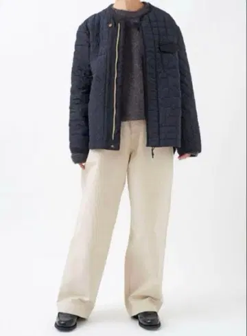 팔라스 팰리스 나일론 하운드투스 체크 퀼트 보틀 옷깃 블루종 네이비