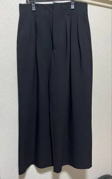 WYM 블랙 와이드 팬츠 쓰리턱 L 사이즈