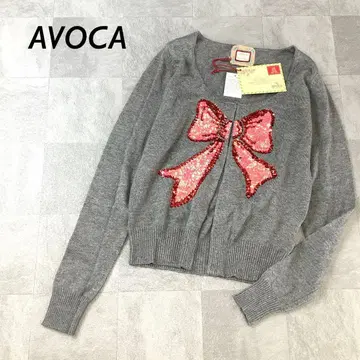 [ 새상품 택 포함 ] AVOCA 스팽글 리본 니트 가디건 그레이