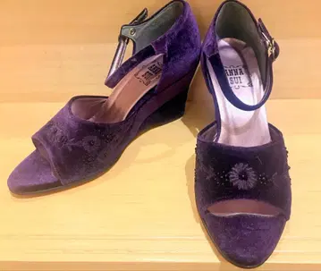 안나수이 보라색 웨지힐 펌프스