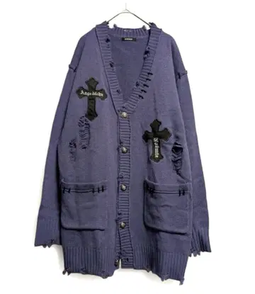 noemie 노에미 데미지 가공 니트 가디건 십자가