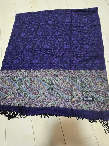 100% 캐시미어 스톨 보라색 계열 페이즐리 무늬