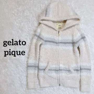 [젤라토피케] 하자품 복슬복슬 후드티 룸웨어 보더 무늬 파스텔 색상