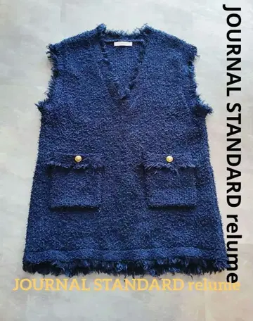 주말 한정판 저널 스탠다드 레리움 프린지 트위드 베스트 네이비