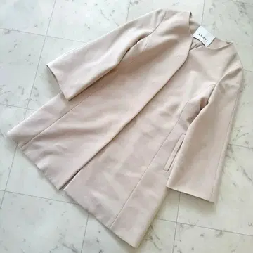 [ 새상품급 ] ANAYI 아나이 더블 크로스 노카라 코트 베이지