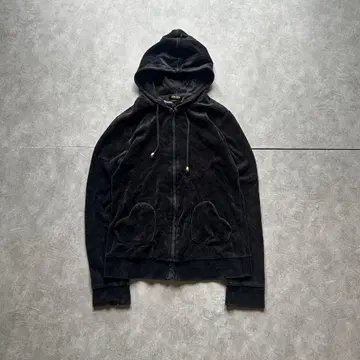 archive grunge velour parka y2k black