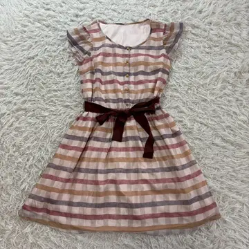 [ 새상품급 ] 플레어 원피스 체크 무늬 미슈마슈 프릴 소매 여성용 M