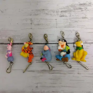 디즈니 이어지는 참 마스코트 스트랩 5개 피글렛 티거 외