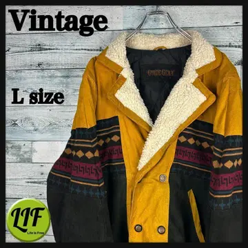 빈티지 옷깃 보아 스웨이드 스냅 버튼 인디언 가죽 자켓 4441