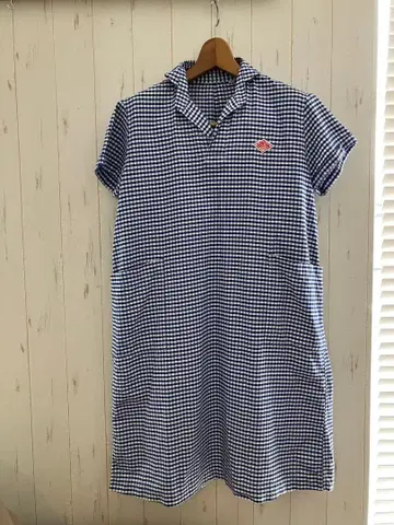 새상품급 단톤 36 원피스 여성용 블루 체크 반팔