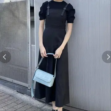 MURUA 완판템 숄더 벨트 롱 원피스 블랙