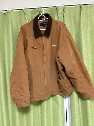 덕 자켓 디트로이트형 자수 로고 빅 그런지 브라운