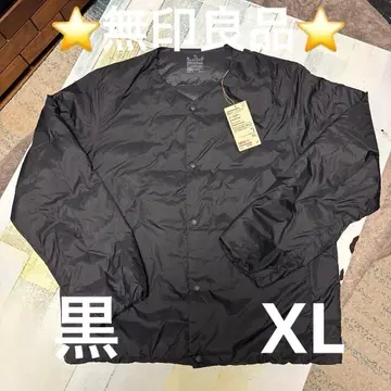 미사용 새상품 무인양품 경량 다운 노카라 자켓 XL 블랙