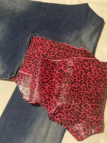 부쇼안 레오파드 무늬 천연 가죽 헤코 오비