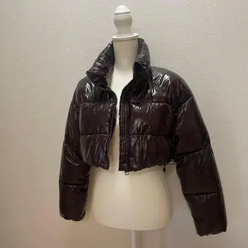 ZARA 크롭 다운 자켓 브라운