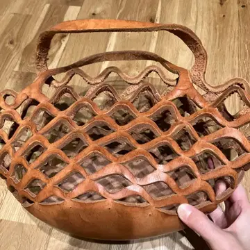 마스다코 가죽 엮음 바스켓백