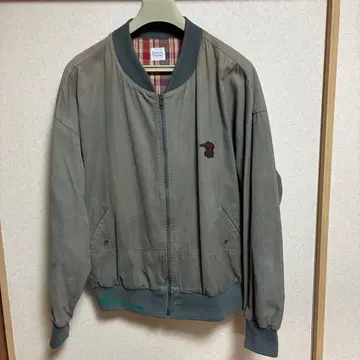 90s PAPAS 면 MA-1형 블루종 체크 안감