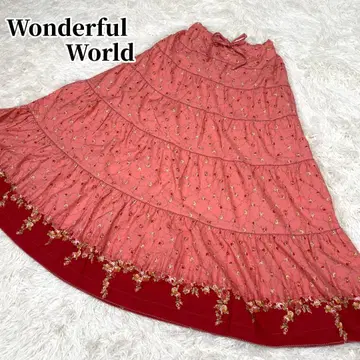 원더풀 월드 꽃무늬 티어드 프릴 롱 스커트 맥시 길이 프리 사이즈