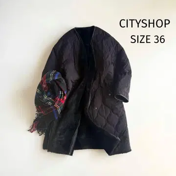 [ 시티샵 ] 리버서블 보아 코트 퀼팅 노카라 블랙 36