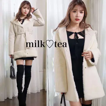 택 포함 새상품 립서비스 리버서블 무스탕 코트 화이트