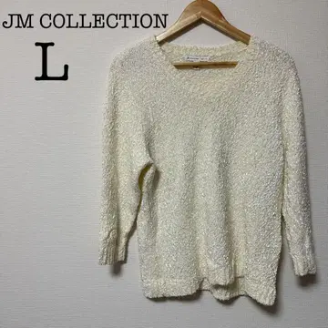 JM COLLECTION [ L ] 아이보리 V넥 니트 복슬복슬 귀여움