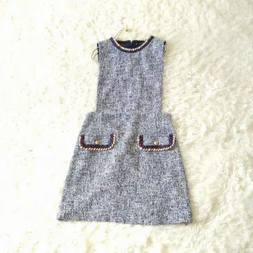 ZARA BASIC 자라 트위드 노카라 슬리브리스 원피스 S 점프수트