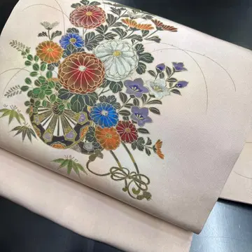 11-7 나고야 오비 9치 새상품급 순수 실크 기모노 나고야 제단 시오제