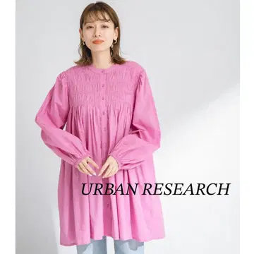 [ 컨디션 최상 ] 어반 리서치 코튼 개더 튜닉 블라우스 핑크