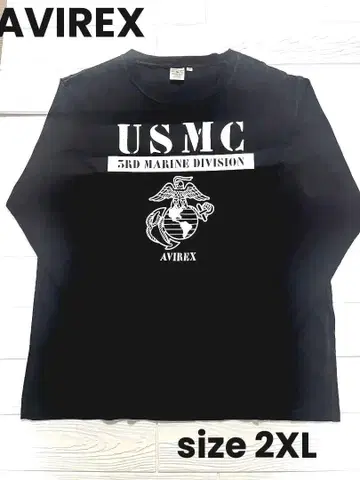 AVIREX USMC 프린트 긴팔 T셔츠 남성용 2XL