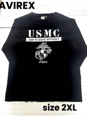 AVIREX USMC 프린트 긴팔 T셔츠 남성용 2XL