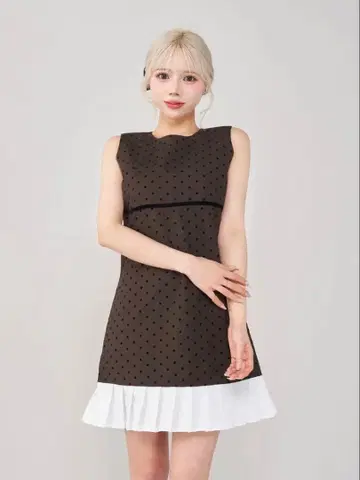 다리치 플로키 도트 슬리브리스 미니 원피스 브라운 FL