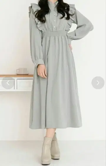 루딕 파크 핀턱 프릴 원피스 (무지)