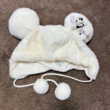 미키 봉제 인형 포함 화이트 모자