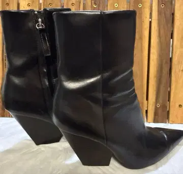 블랙 가죽 스틸레토 부티 숏부츠 38 ZARA