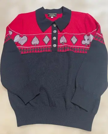 [ 레리안 ] 울 100% 카드놀이 무늬 폴로 스웨터 size 9