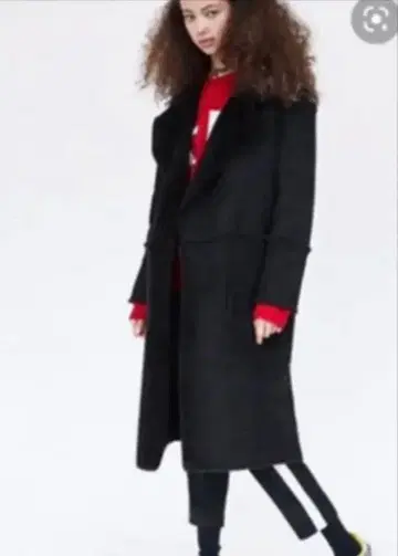 블랙 플리스 롱 코트