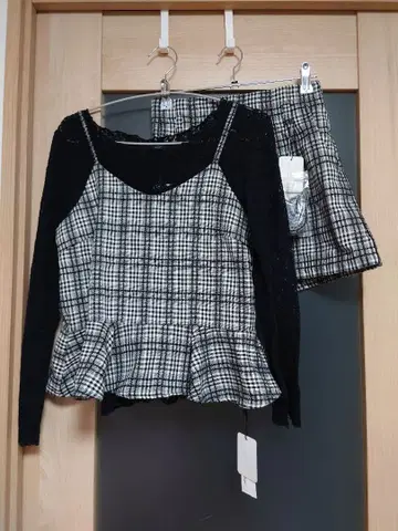 헤더 heather 체크 셋업 상의 3세트 새상품