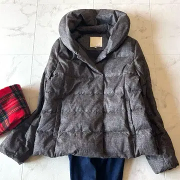 새상품급*자유구 새틴타프타 다운 자켓 그레이 40 볼륨 옷깃