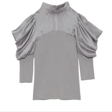 SNIDEL 그레이 하이넥 퍼프 슬리브 스웨터