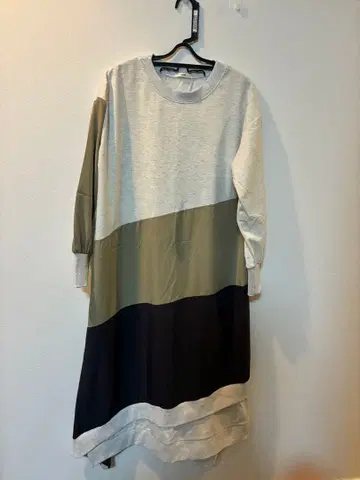 오스모시스 티셔츠 원피스 긴팔 그레이 카키 블랙