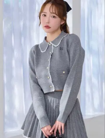 NICE CLAUP 폴로 옷깃 니트 셋업 그레이