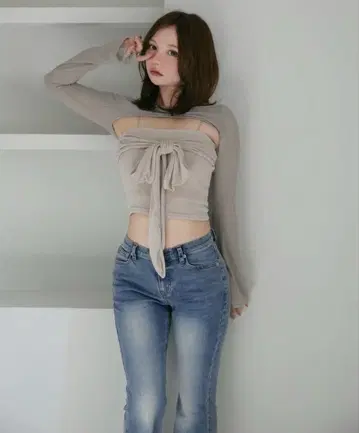 andmary Shayla ribbon tops beige